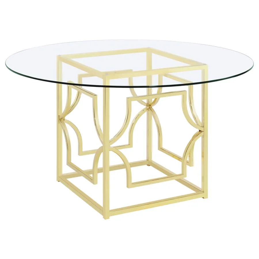 Starlight Round Glass Top Dining Table Clear and Brass