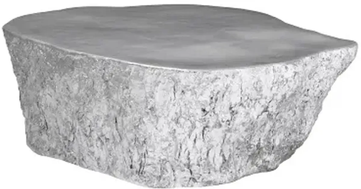 bark coffee table, silver leaf