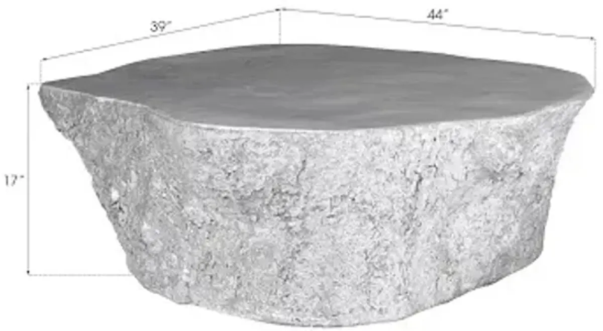 bark coffee table, silver leaf