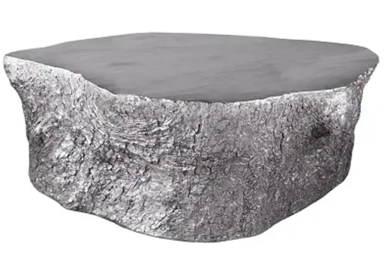 bark coffee table, silver leaf