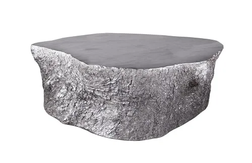 bark coffee table, silver leaf