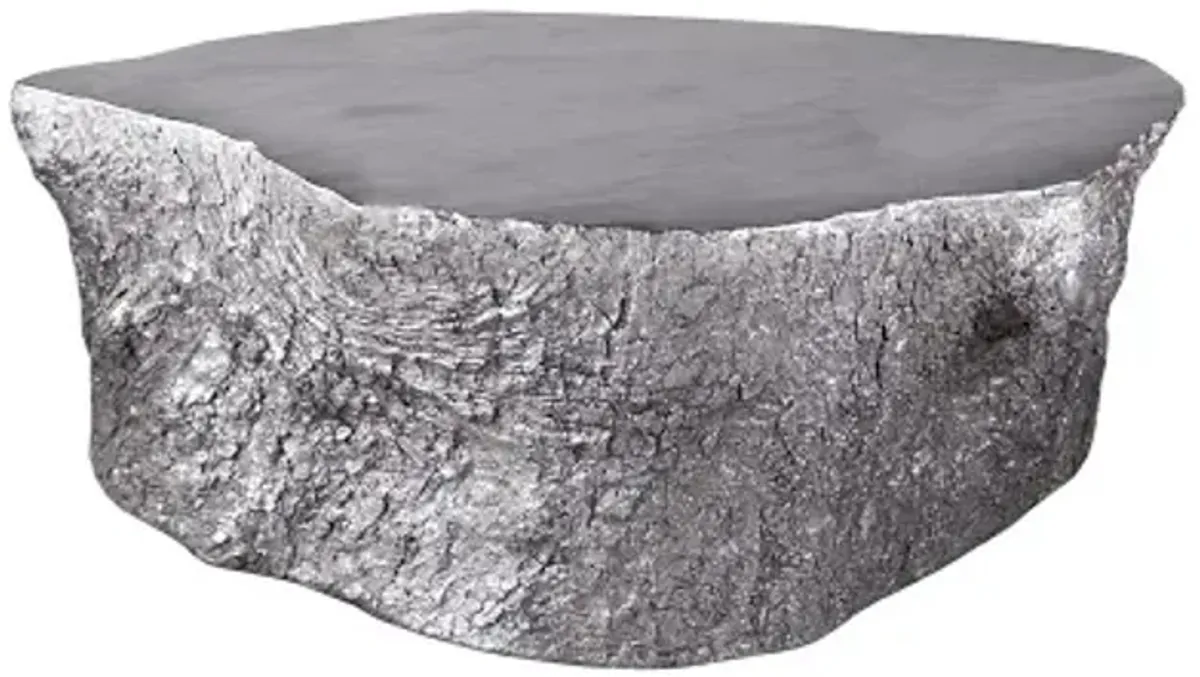 bark coffee table, silver leaf