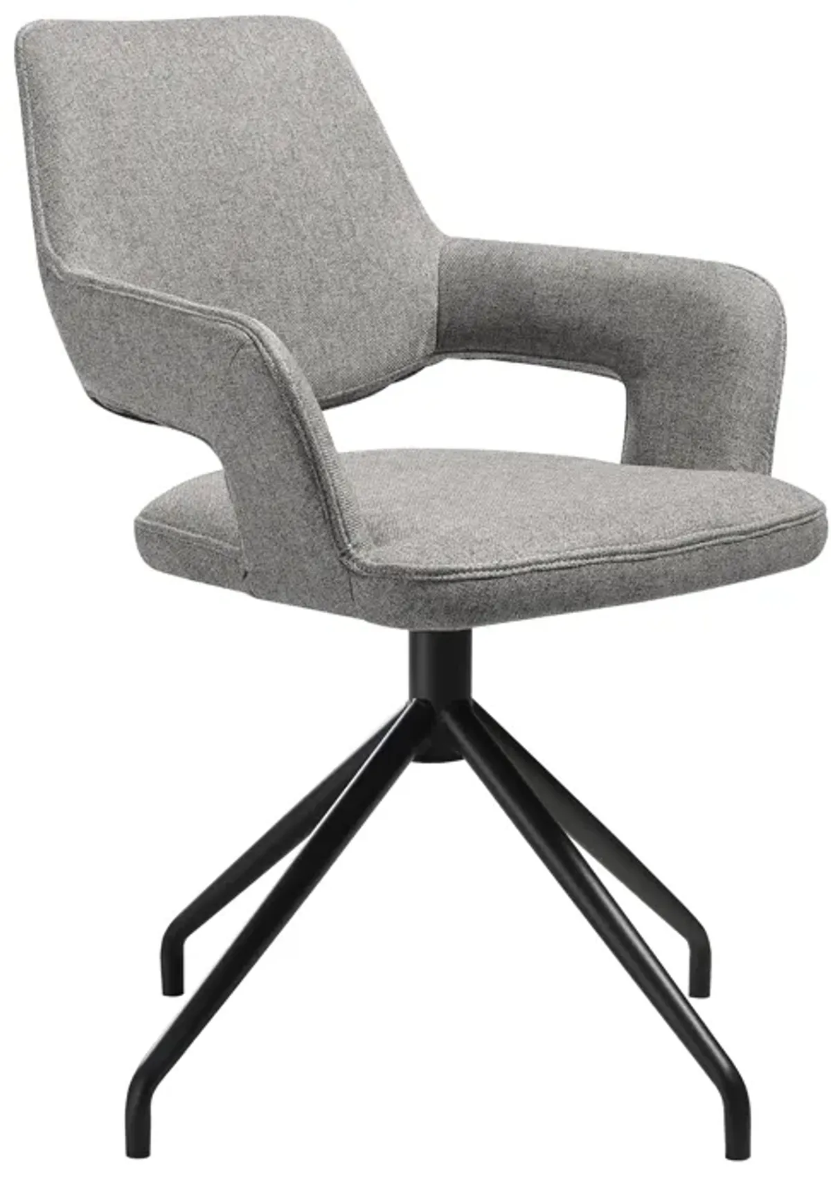 Penny Swivel Upholstered Dining Chair in Gray Fabric with Black Metal Legs - Set of 2