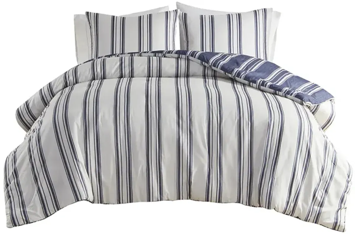 Intelligent Design Cobi Navy Striped Reversible Comforter Set