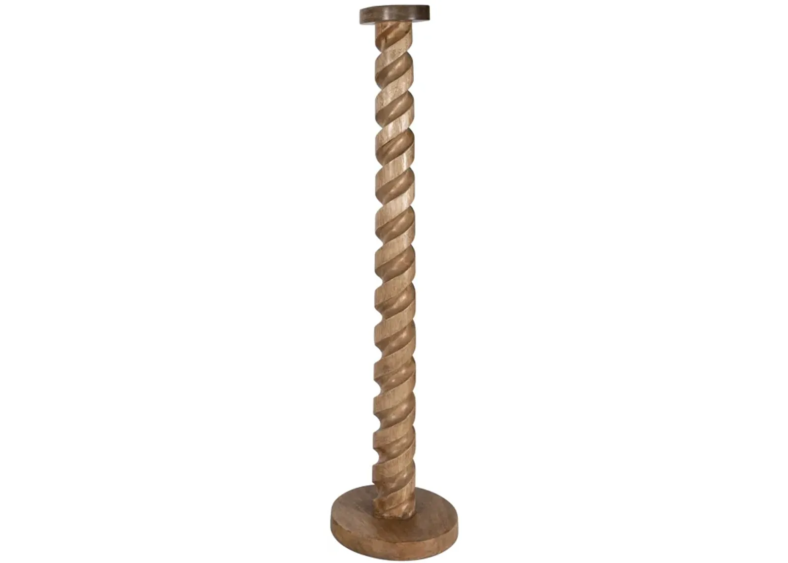 Wood, 36" Spiral Floor Pillar Candleholder, Natura