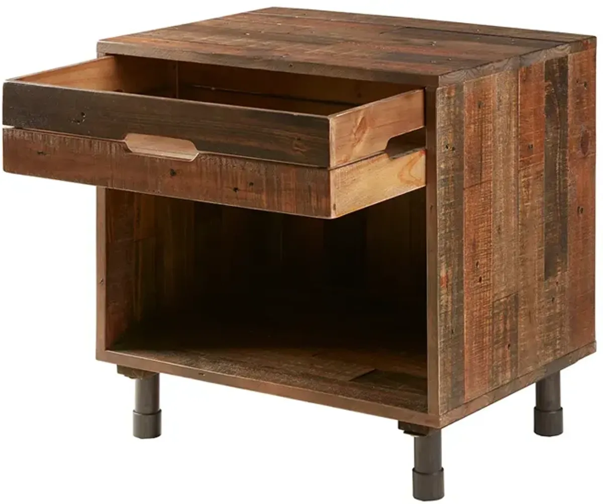 INK+IVY Renu Light Brown Multi Solid Wood Nightstand