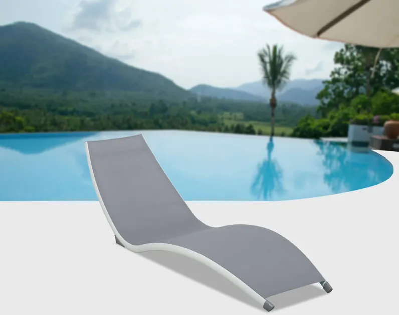 Helix Set of 2 Stackable Grey Sling Chaise Lounge