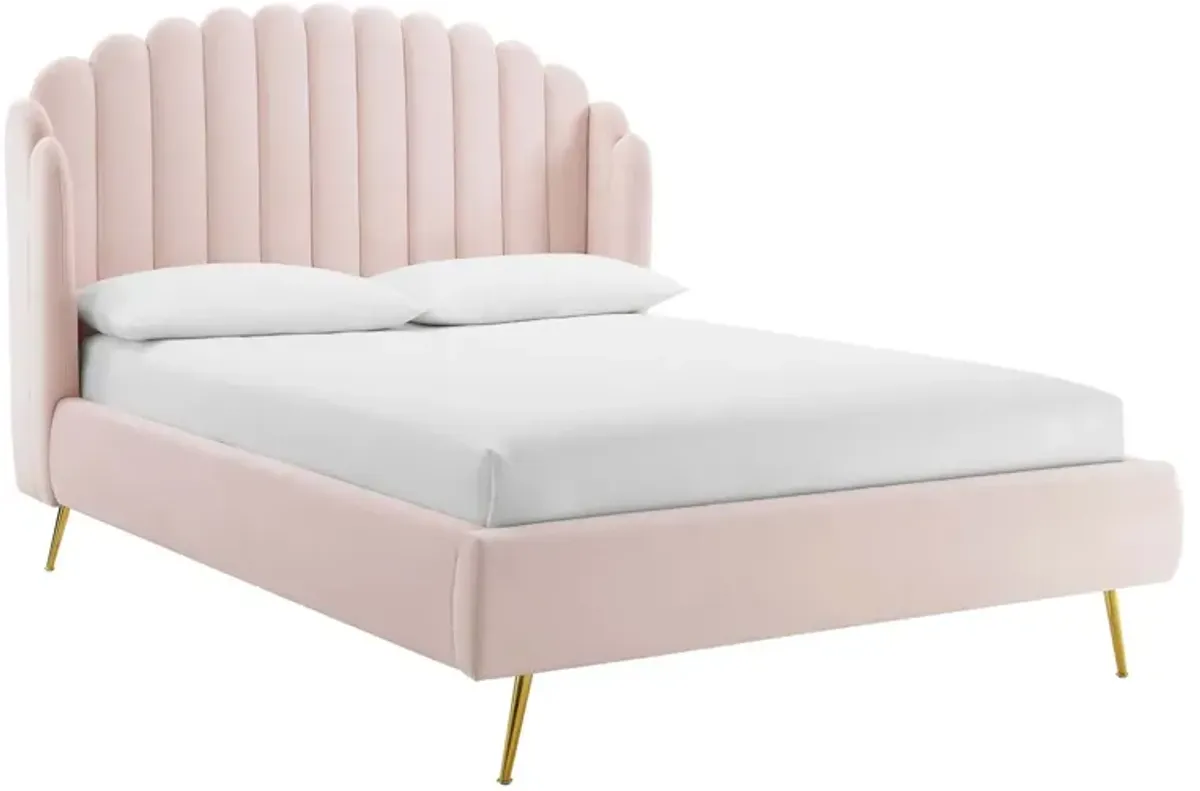 Lana Queen Performance Velvet Wingback Platform Bed