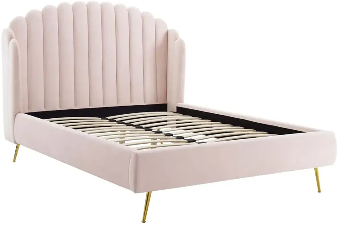 Lana Queen Performance Velvet Wingback Platform Bed