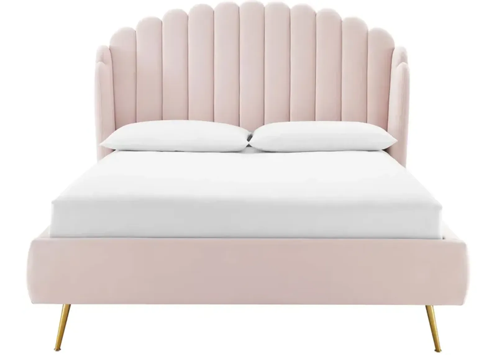 Lana Queen Performance Velvet Wingback Platform Bed