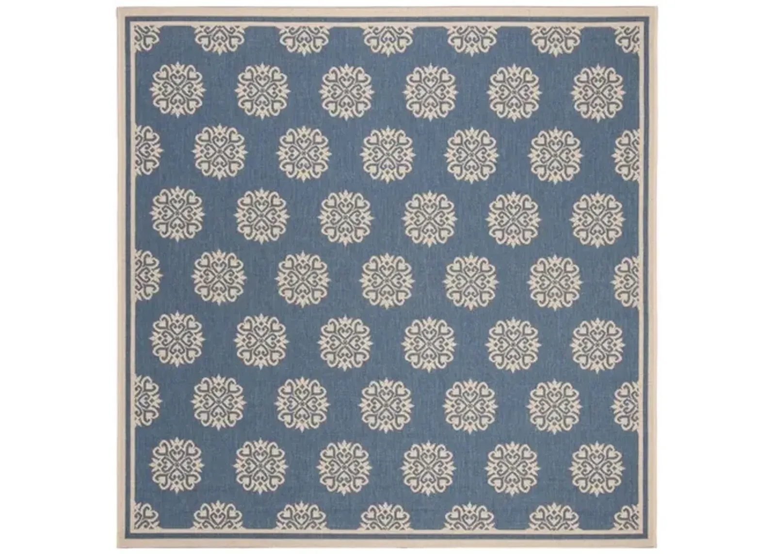 LINDEN 181 Collection LND181N-6SQ Cream / Blue 6'-7" X 6'-7" Square