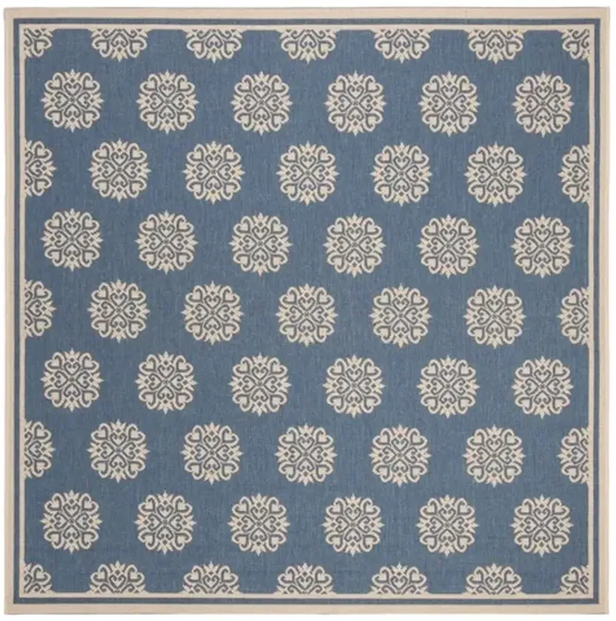 LINDEN 181 Collection LND181N-6SQ Cream / Blue 6'-7" X 6'-7" Square