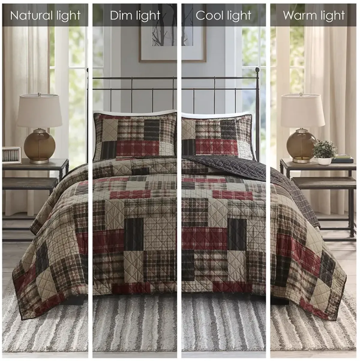 3 Piece Reversible Printed Quilt Set