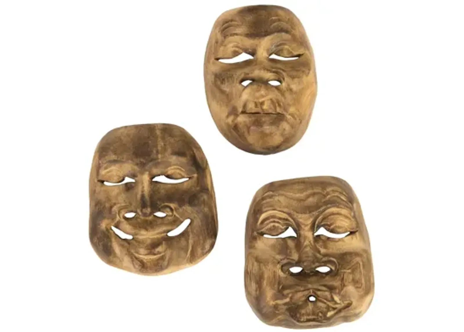 Indonesian Masks, Set of 3, Teak Wood, Assorted