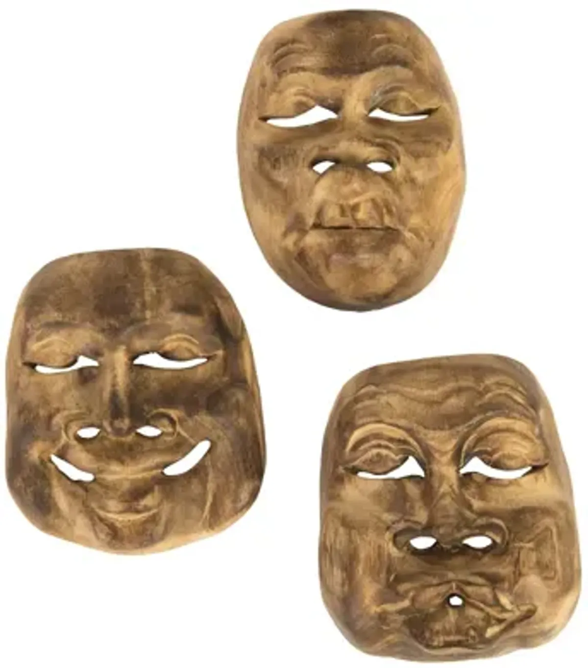 Indonesian Masks, Set of 3, Teak Wood, Assorted