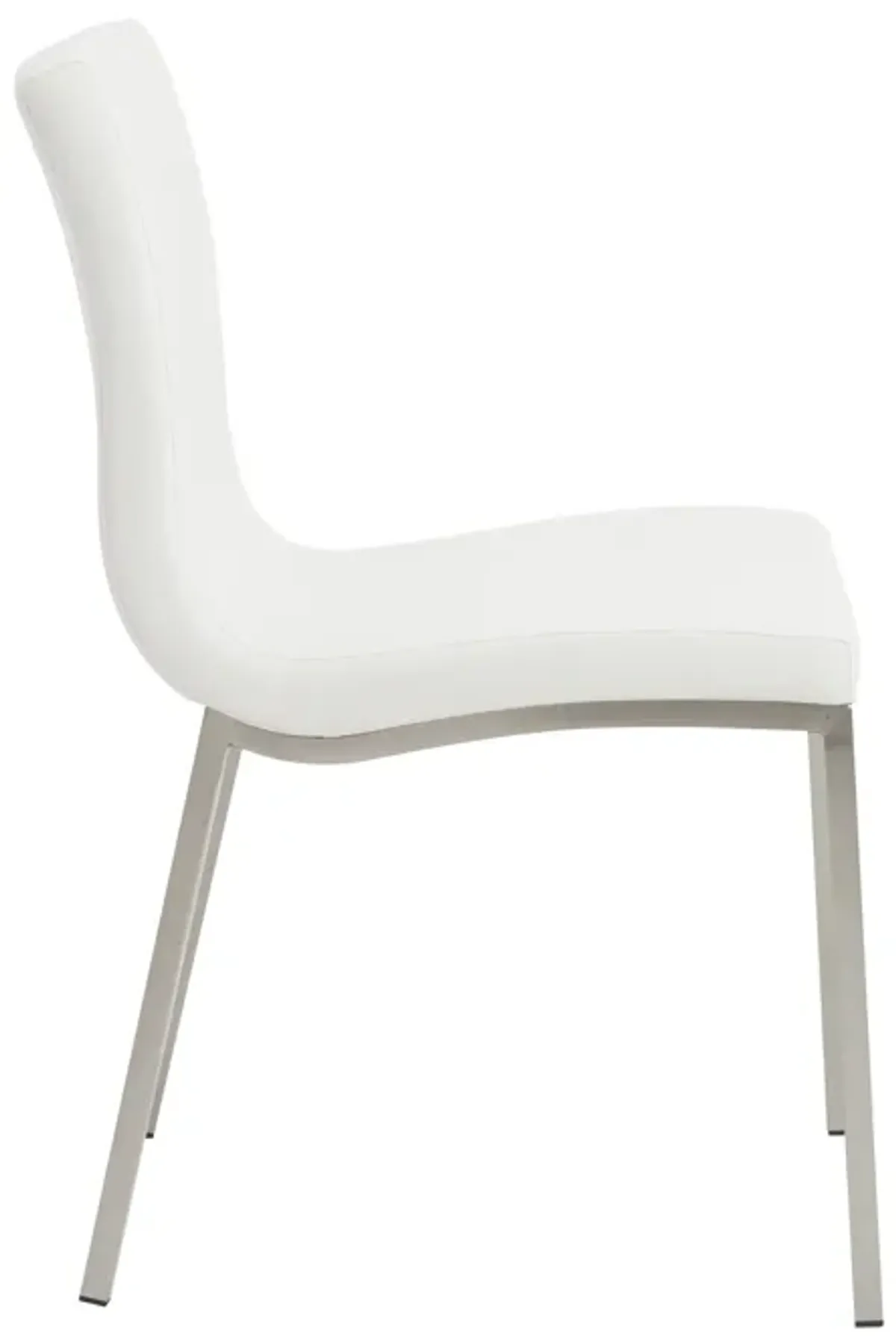 Scott Side Chair in White with Brushed Stainless Steel Legs - Set of 2