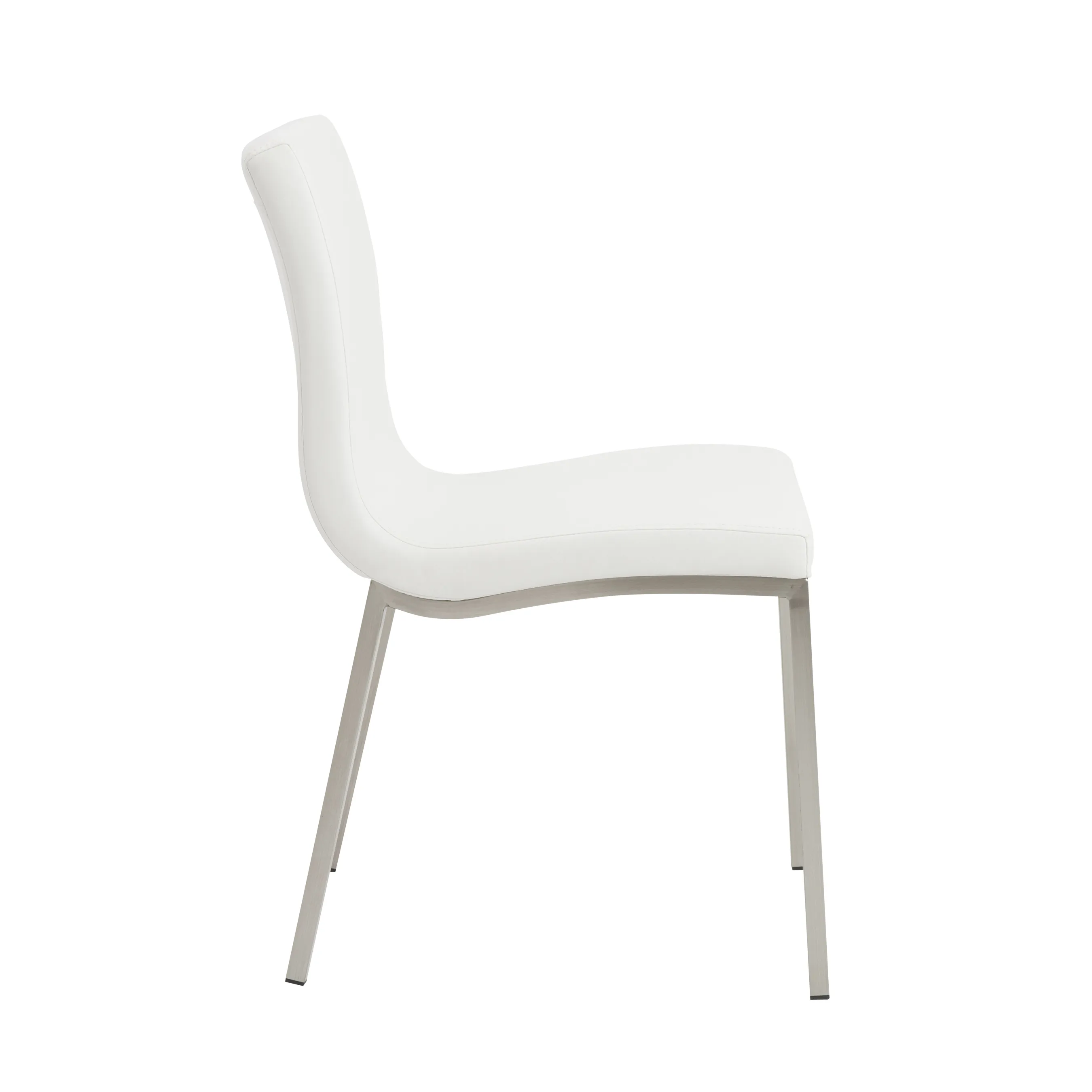 Scott Side Chair in White with Brushed Stainless Steel Legs - Set of 2