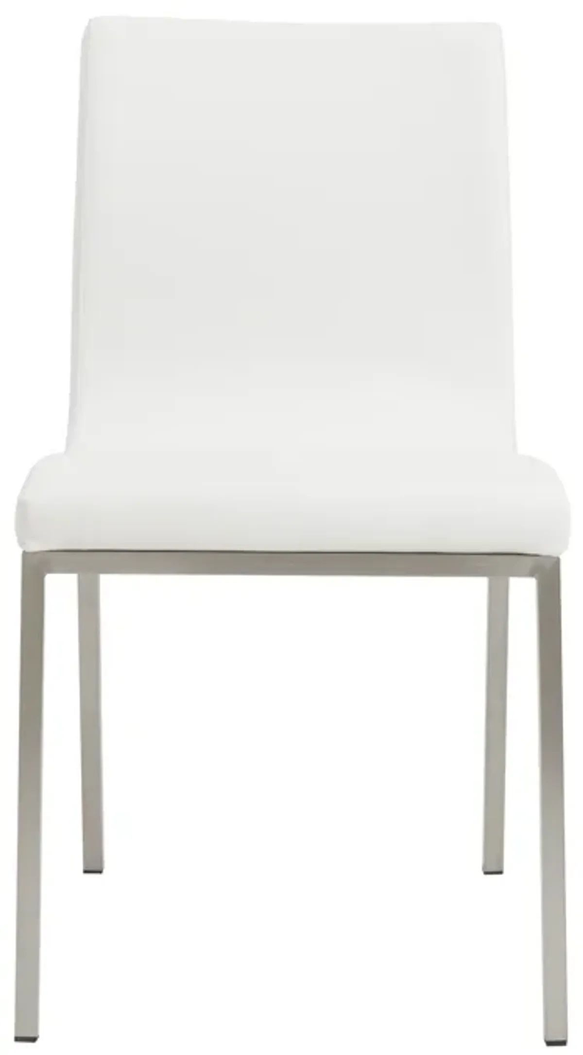 Scott Side Chair in White with Brushed Stainless Steel Legs - Set of 2