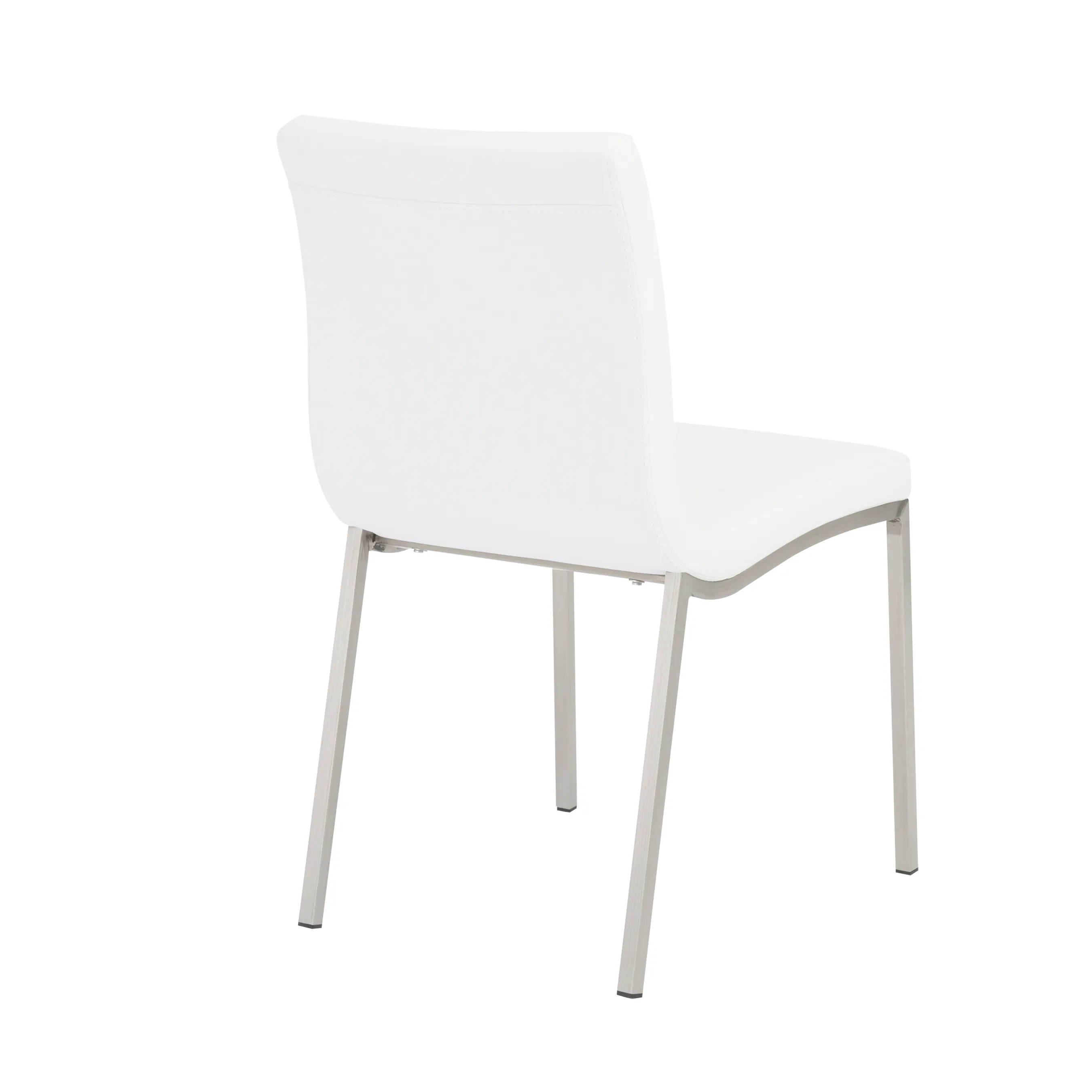 Scott Side Chair in White with Brushed Stainless Steel Legs - Set of 2