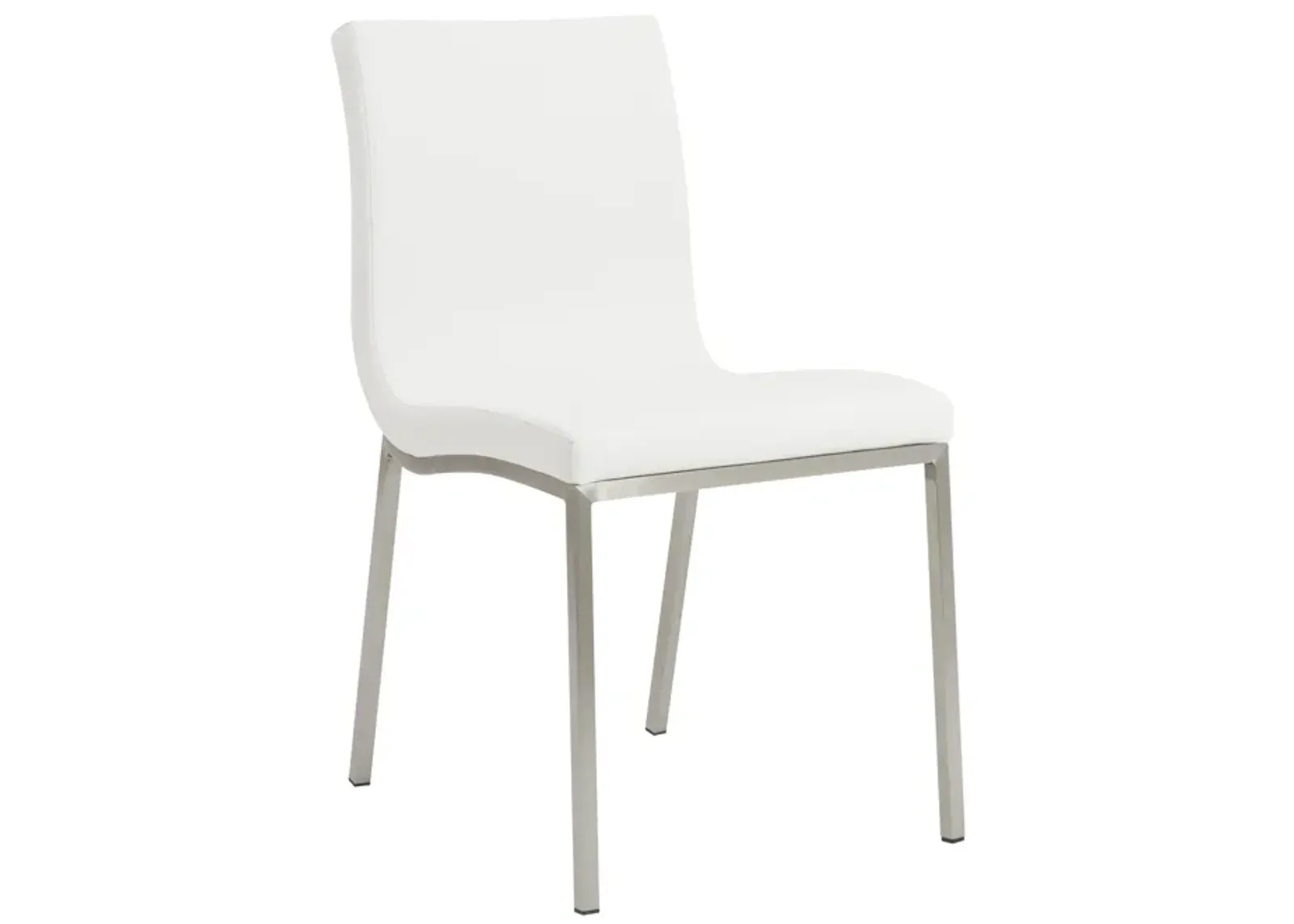 Scott Side Chair in White with Brushed Stainless Steel Legs - Set of 2