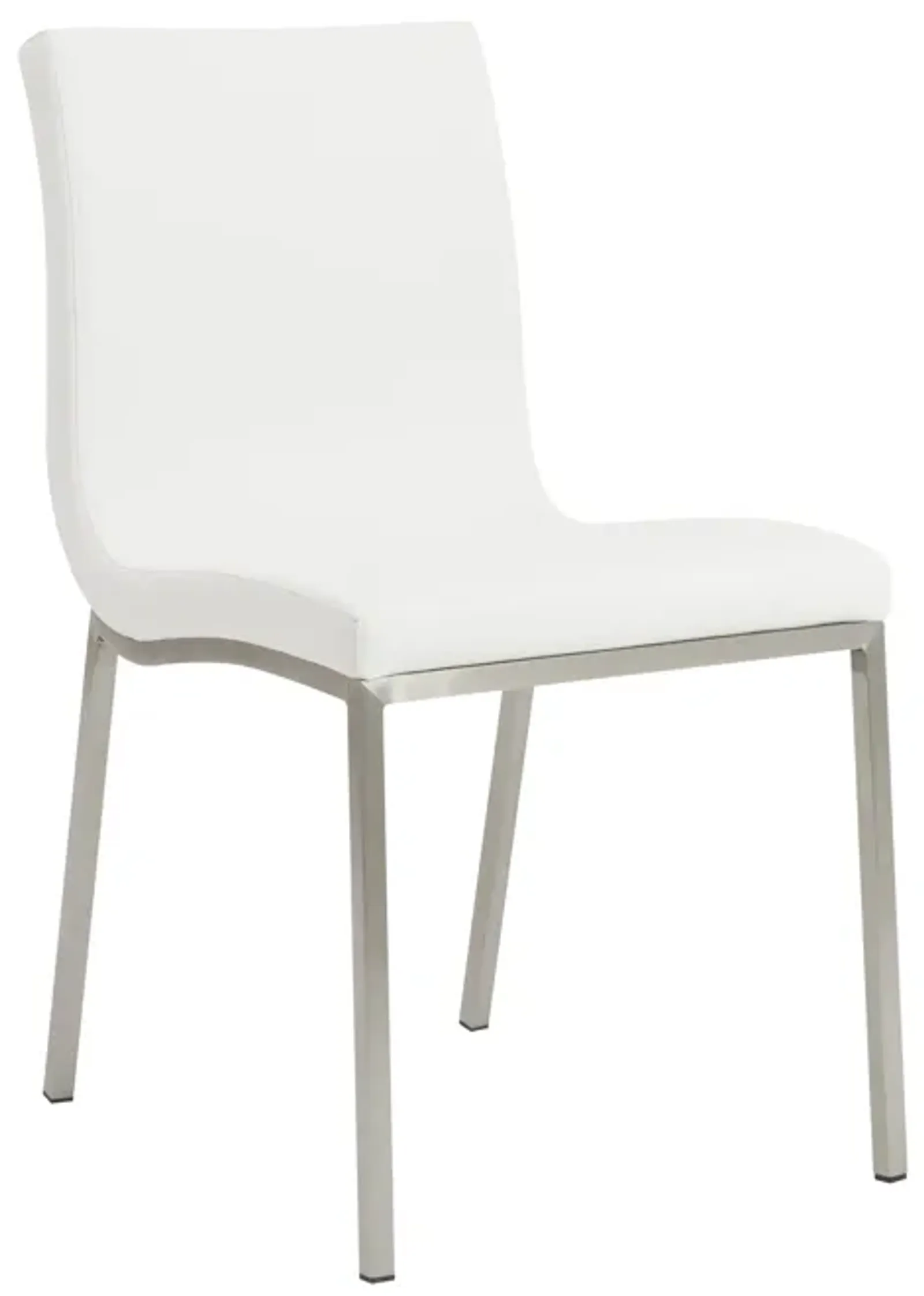 Scott Side Chair in White with Brushed Stainless Steel Legs - Set of 2