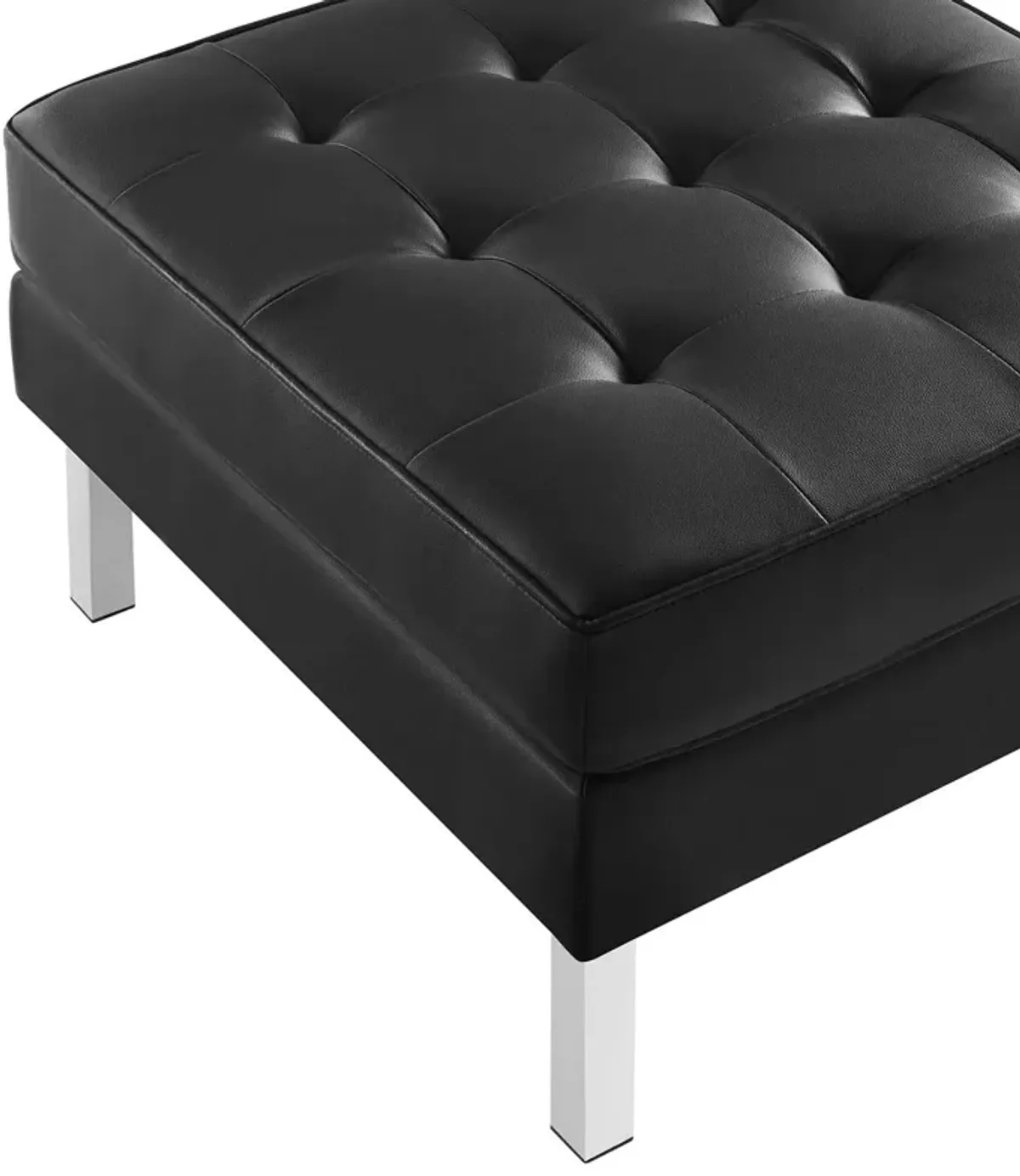 Loft Tufted Vegan Leather Sofa and Ottoman Set