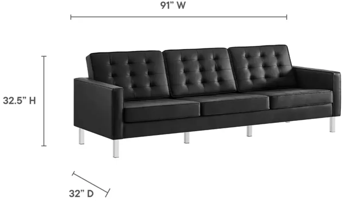 Loft Tufted Vegan Leather Sofa and Ottoman Set