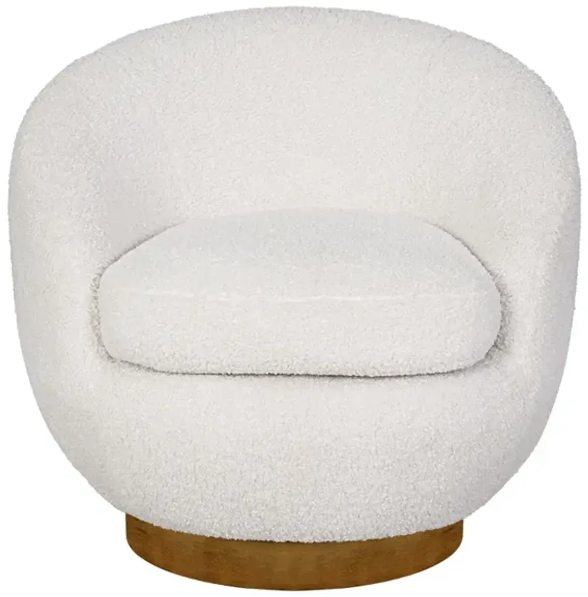 Shearling Sherpa Swivel Chair with Wood Base