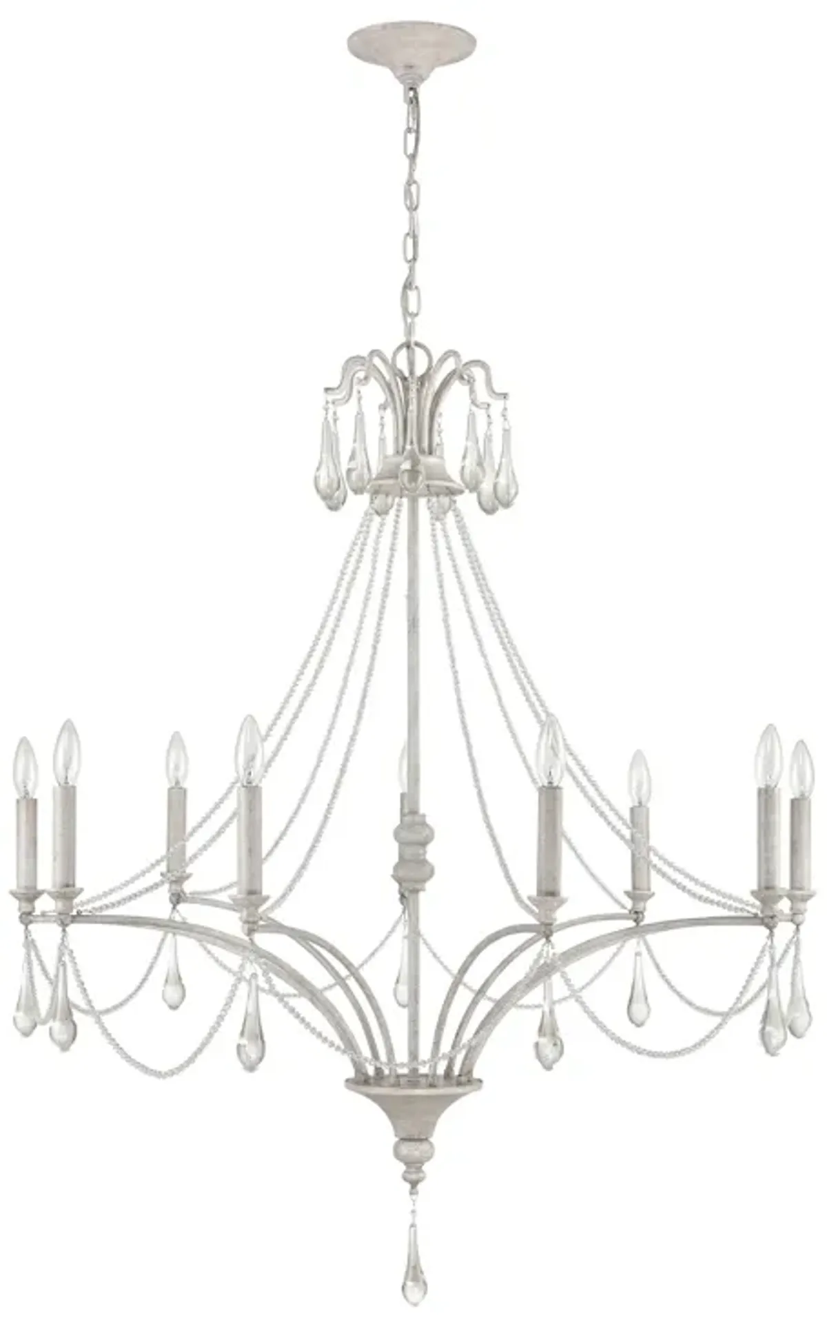 French Parlor 38" Wide 9-Light Chandelier - Vintage White