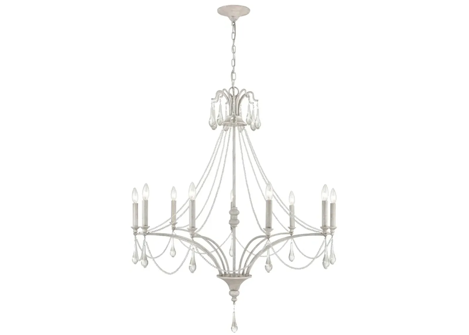 French Parlor 38" Wide 9-Light Chandelier - Vintage White