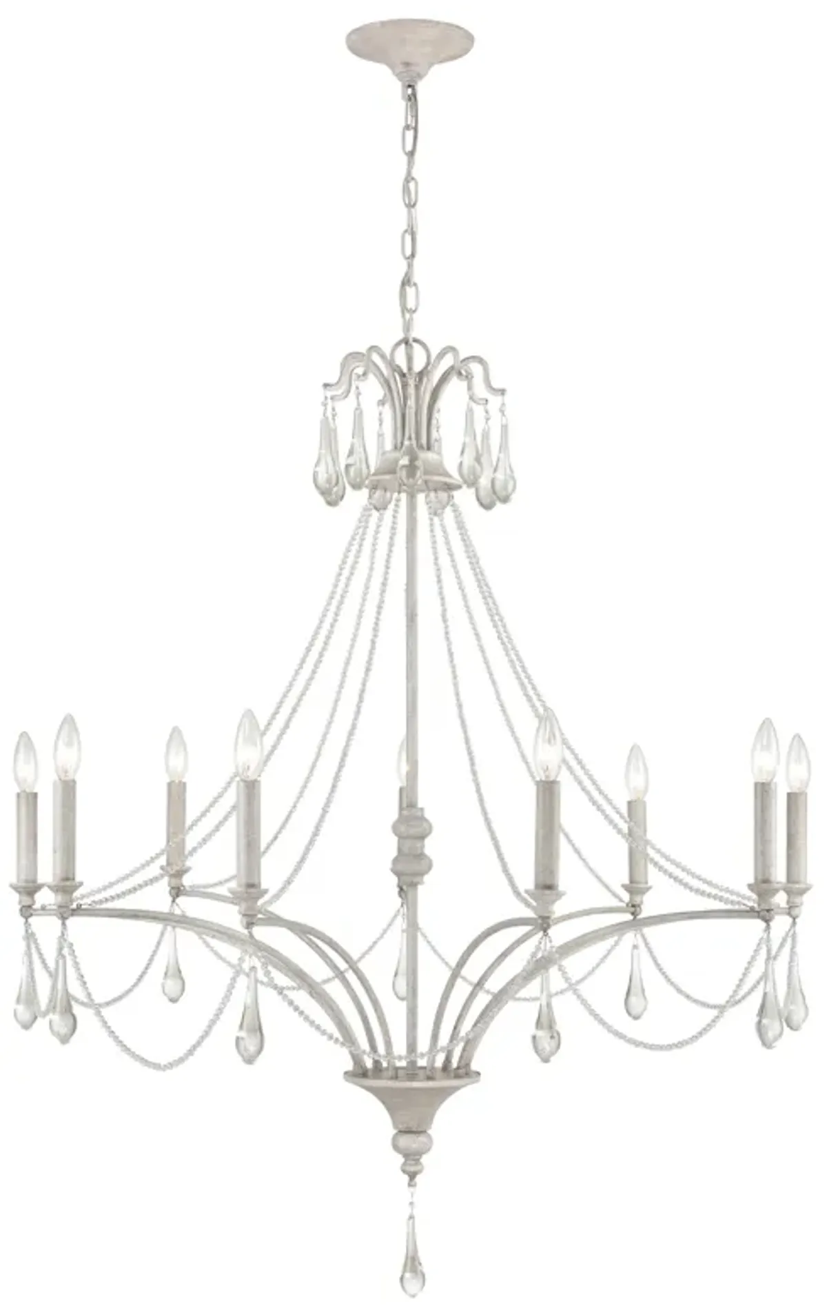 French Parlor 38" Wide 9-Light Chandelier - Vintage White