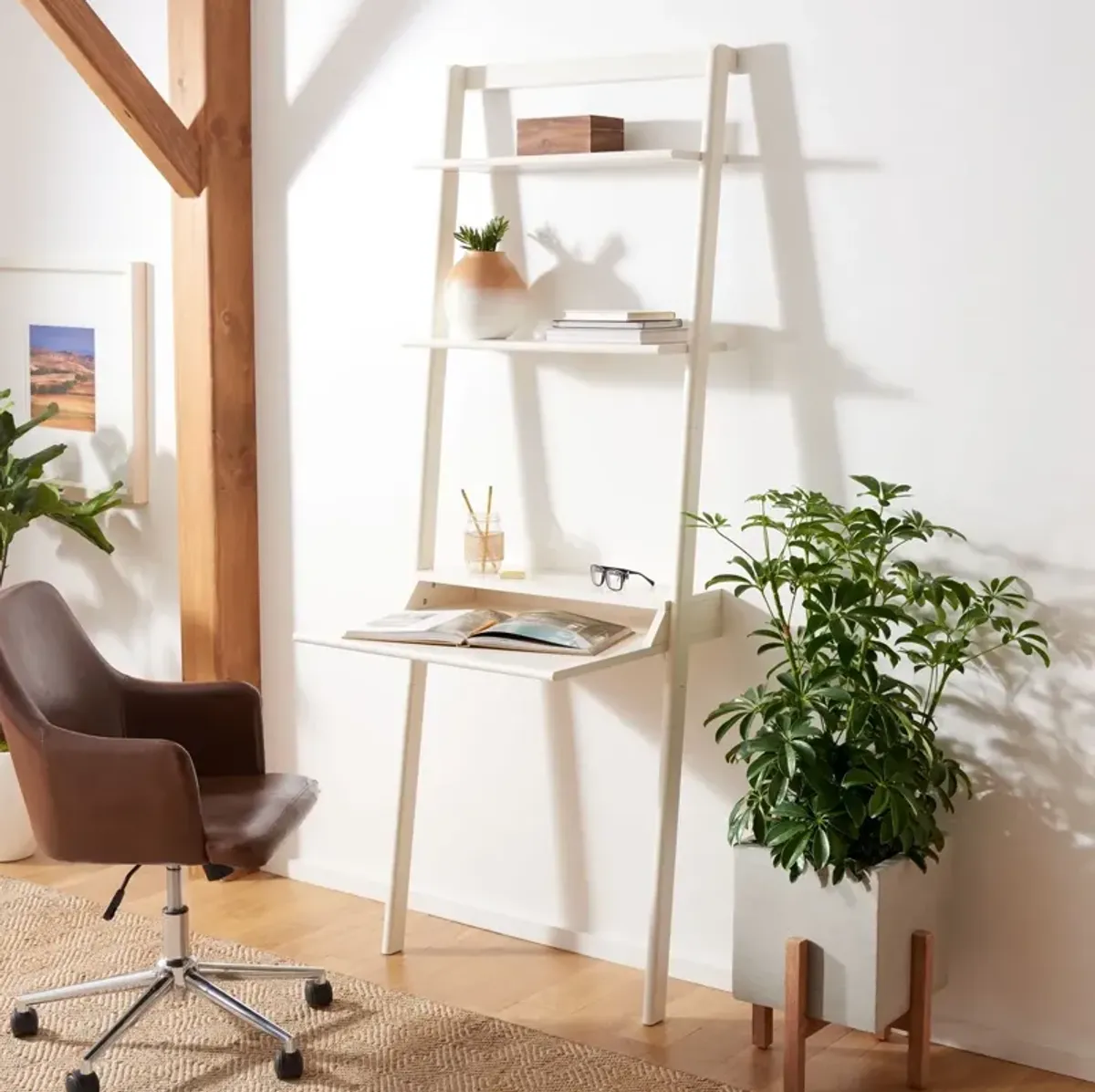 Pamella 2 Shelf Leaning Desk