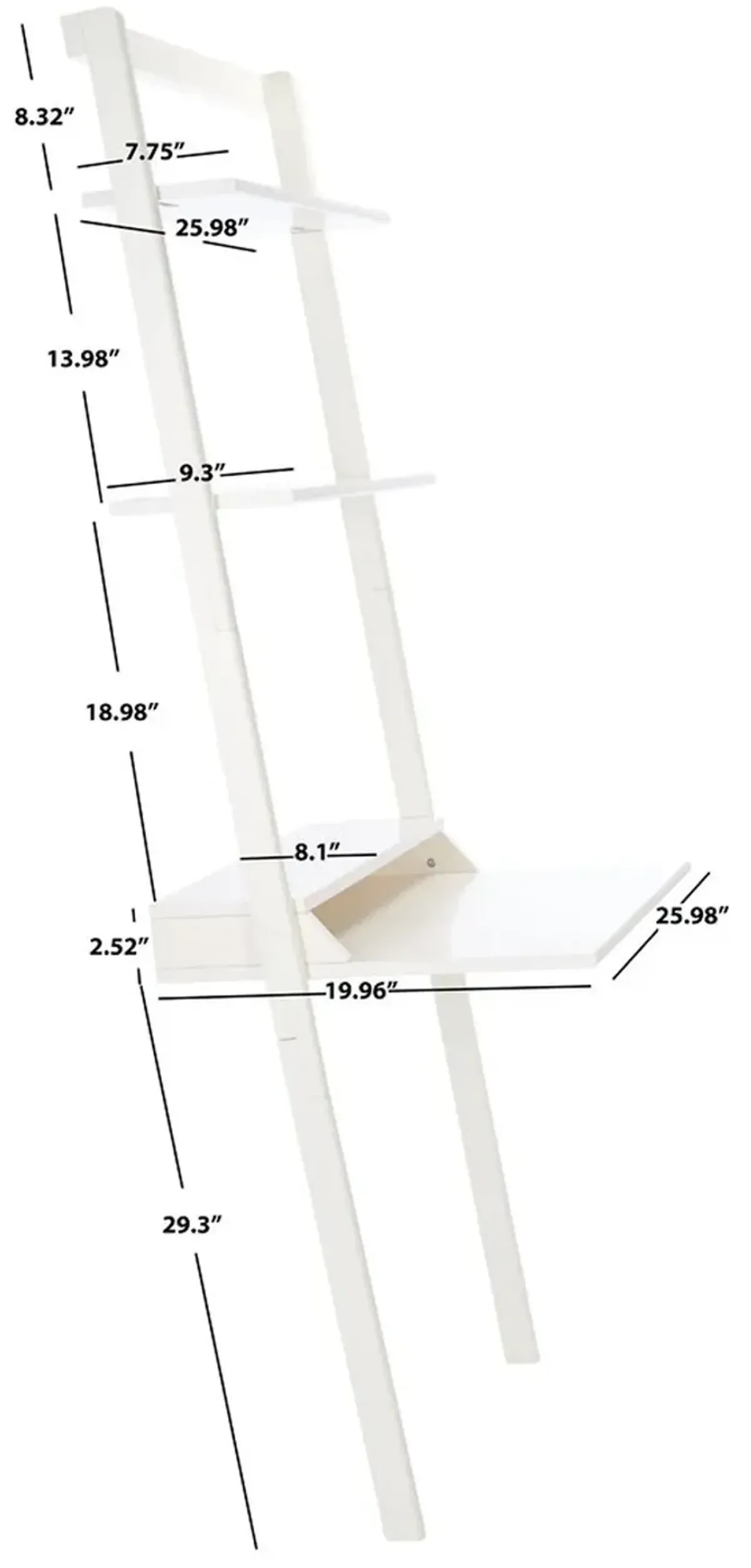 Pamella 2 Shelf Leaning Desk