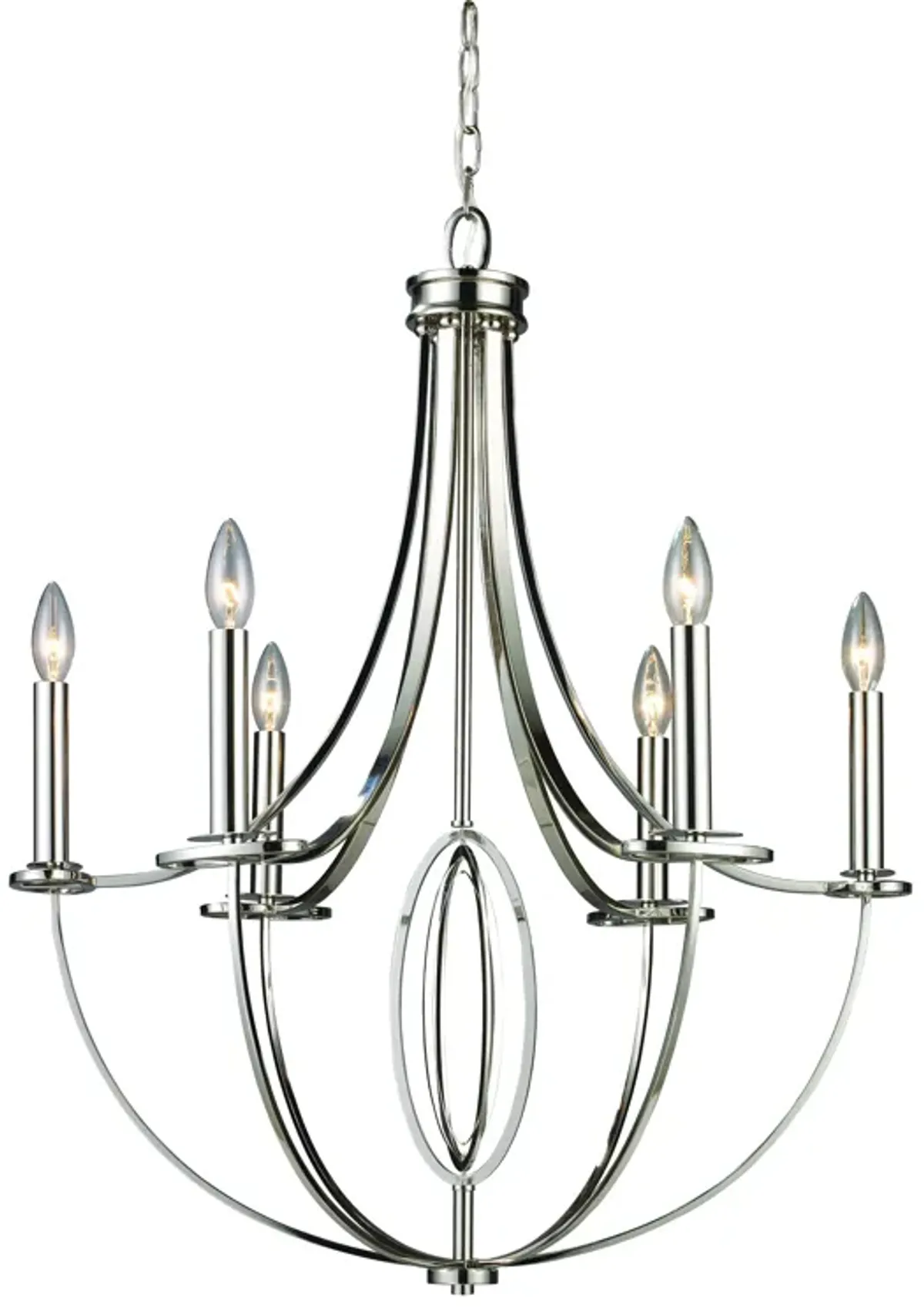 Dione 25" Wide 6-Light Chandelier - Polished Nickel