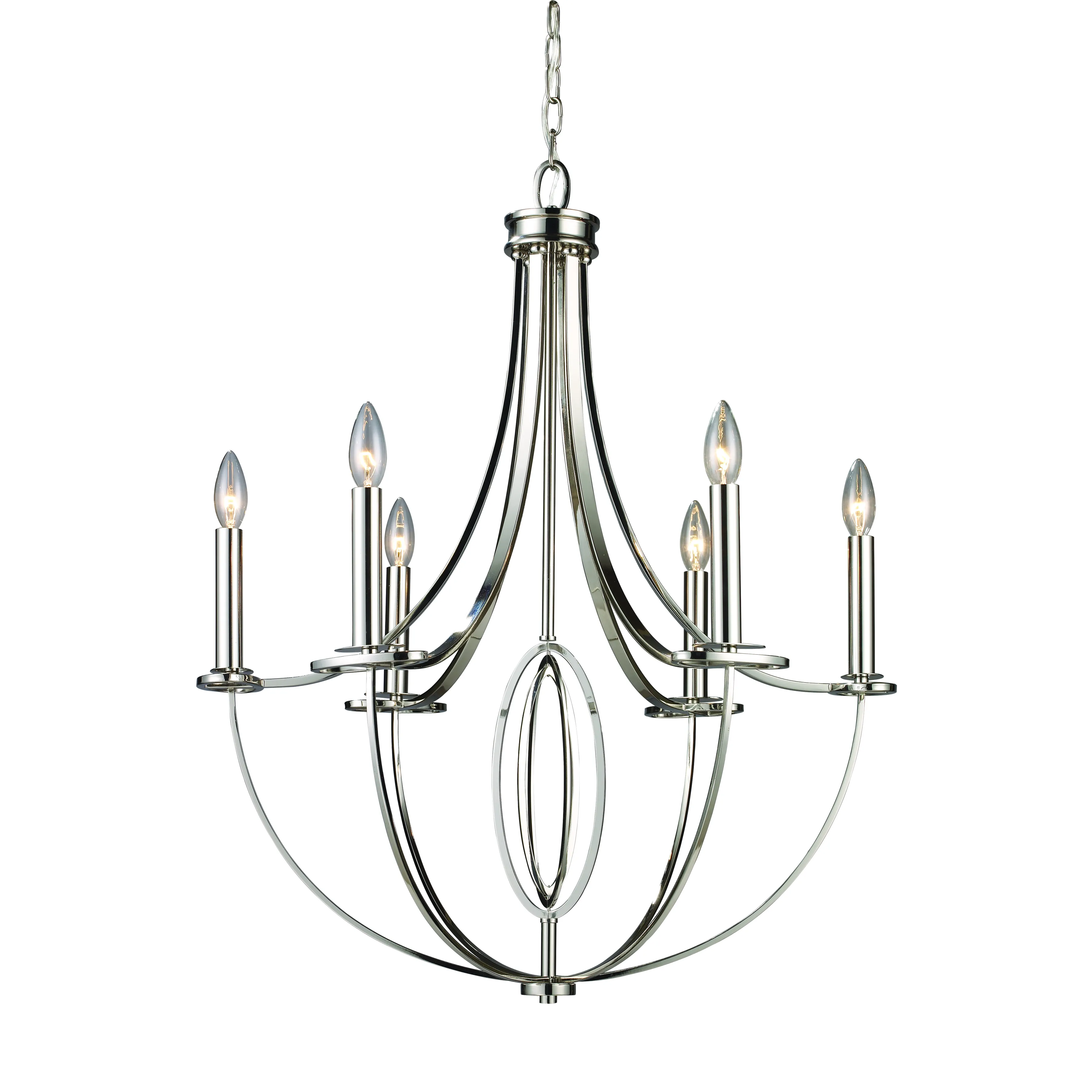 Dione 25" Wide 6-Light Chandelier - Polished Nickel