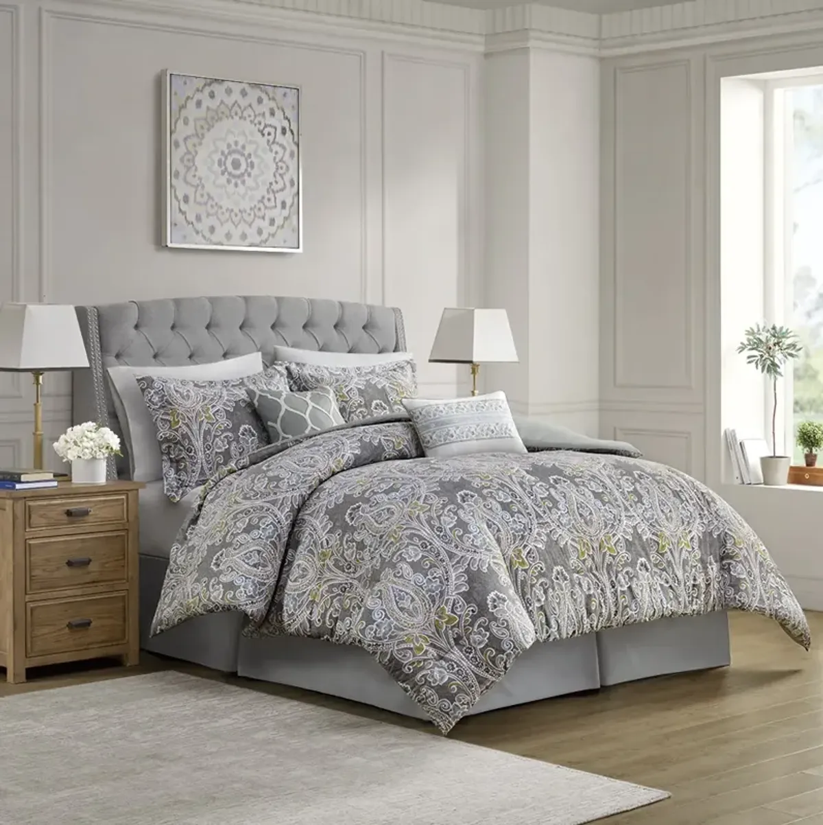 Harbor House Hallie Grey 6 Piece Cotton Comforter Set