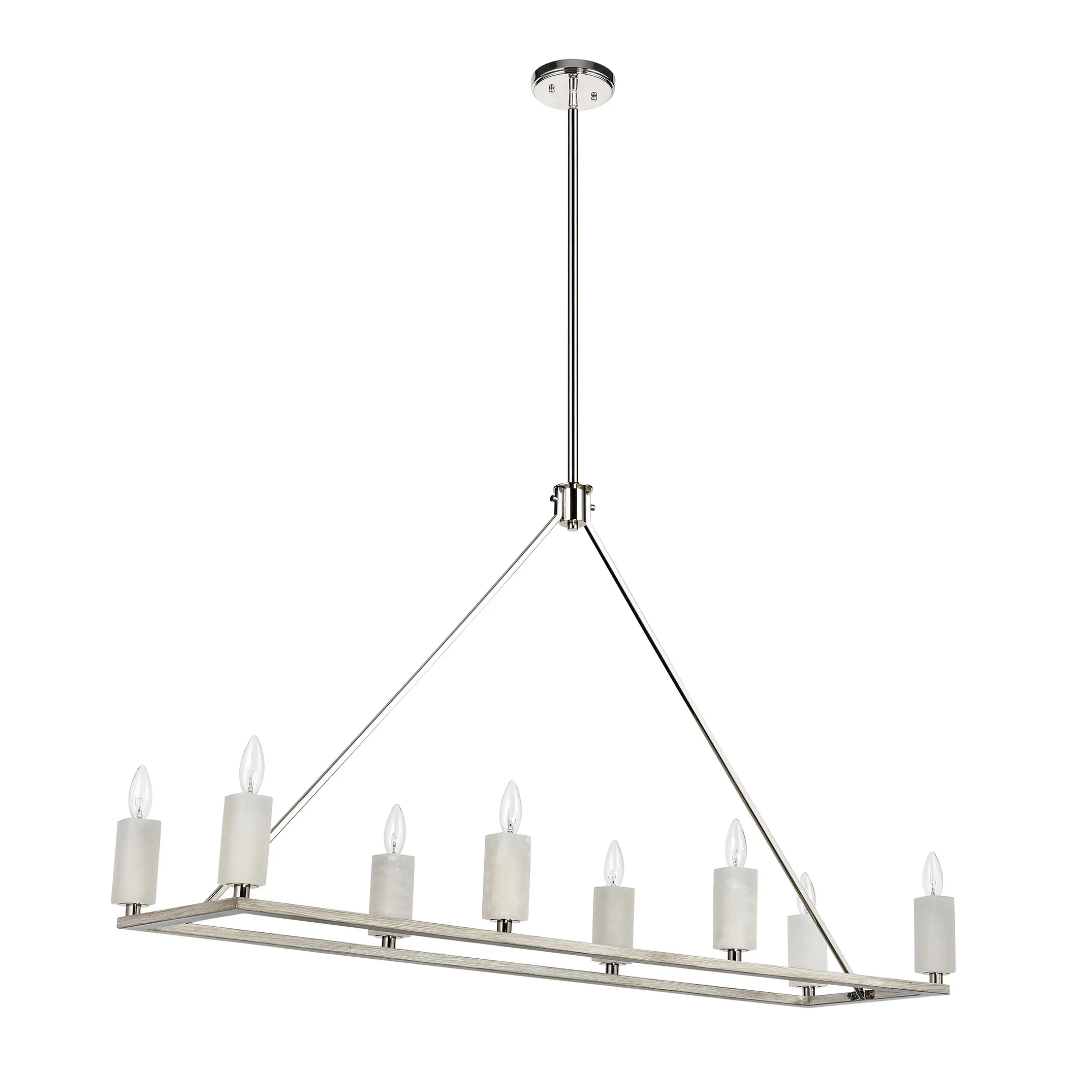 White Stone 48" Wide 8-Light Linear Chandelier - Polished Nickel