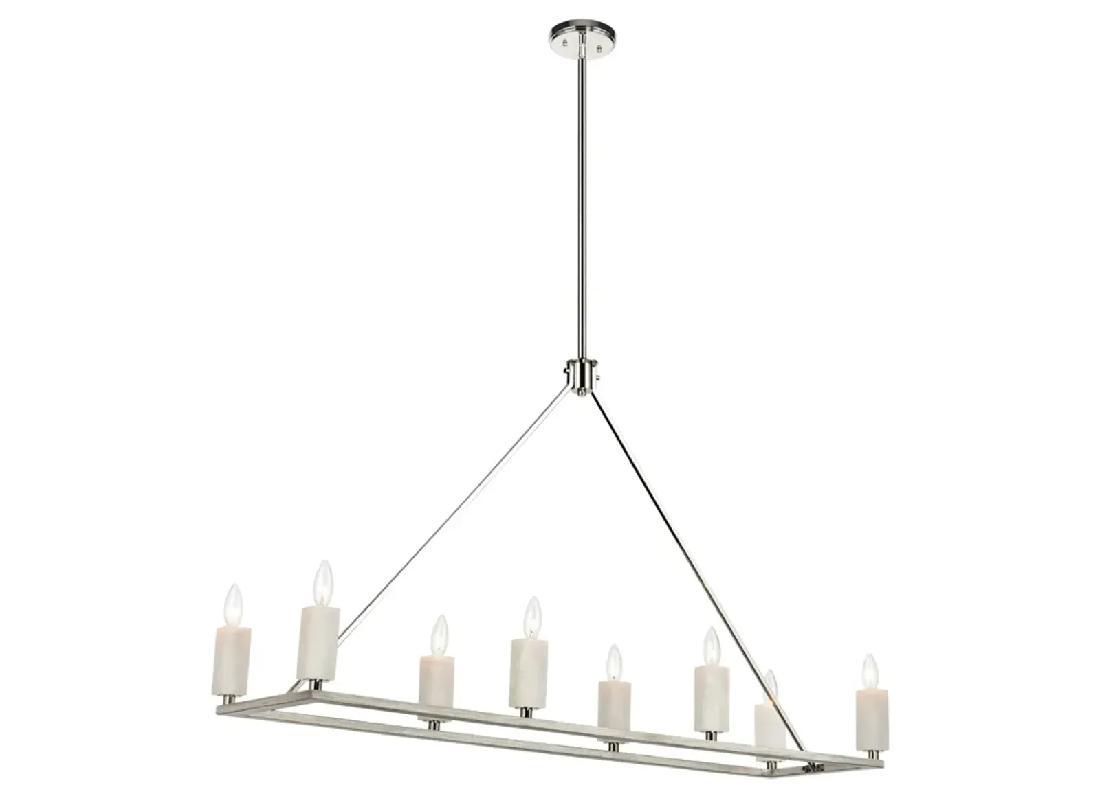 White Stone 48" Wide 8-Light Linear Chandelier - Polished Nickel