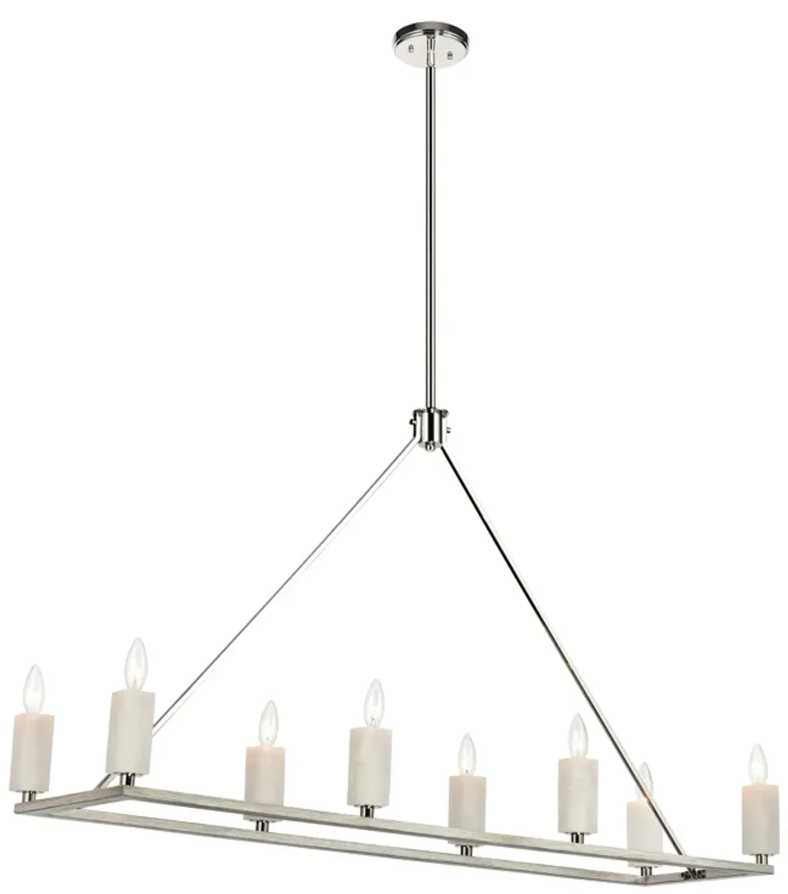 White Stone 48" Wide 8-Light Linear Chandelier - Polished Nickel