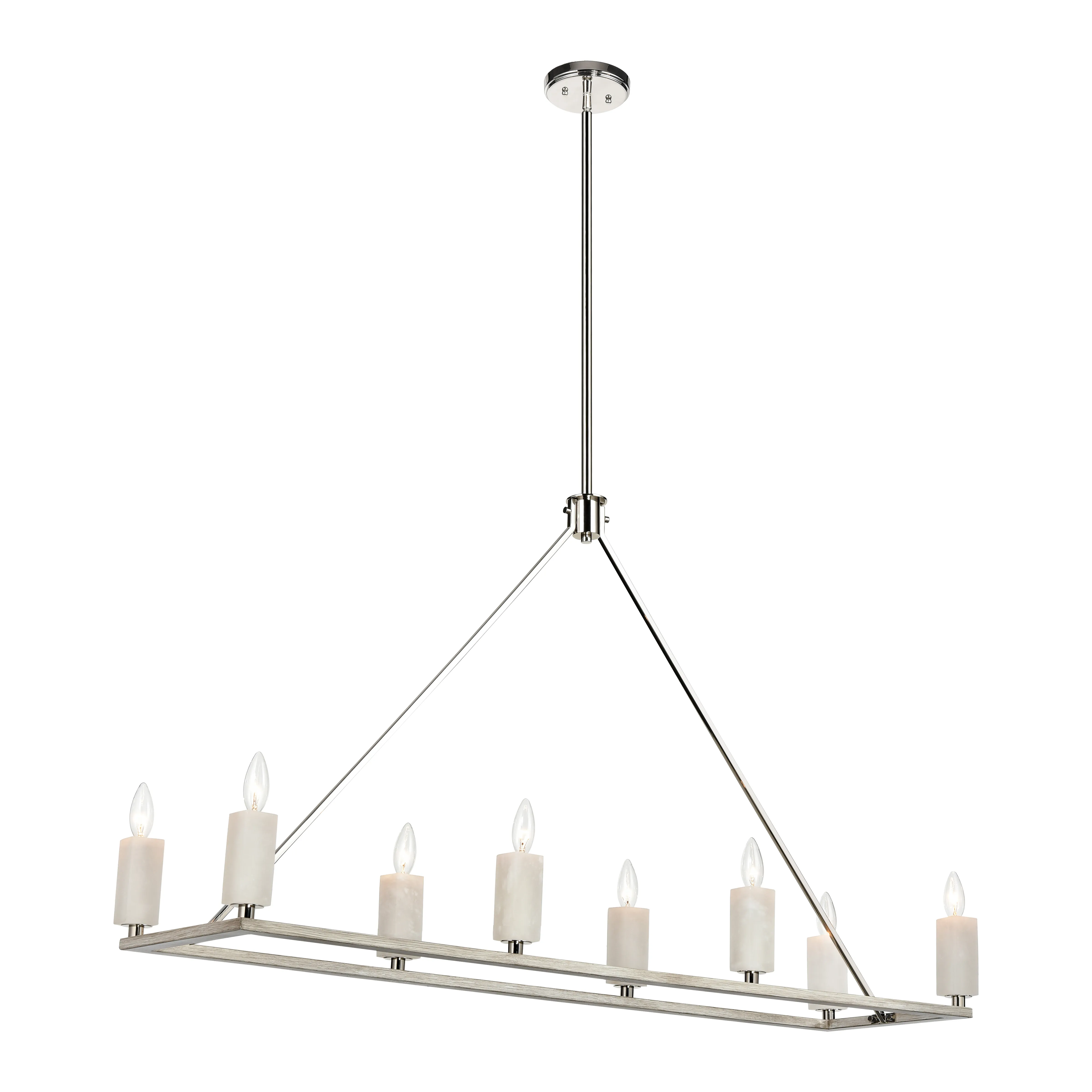 White Stone 48" Wide 8-Light Linear Chandelier - Polished Nickel