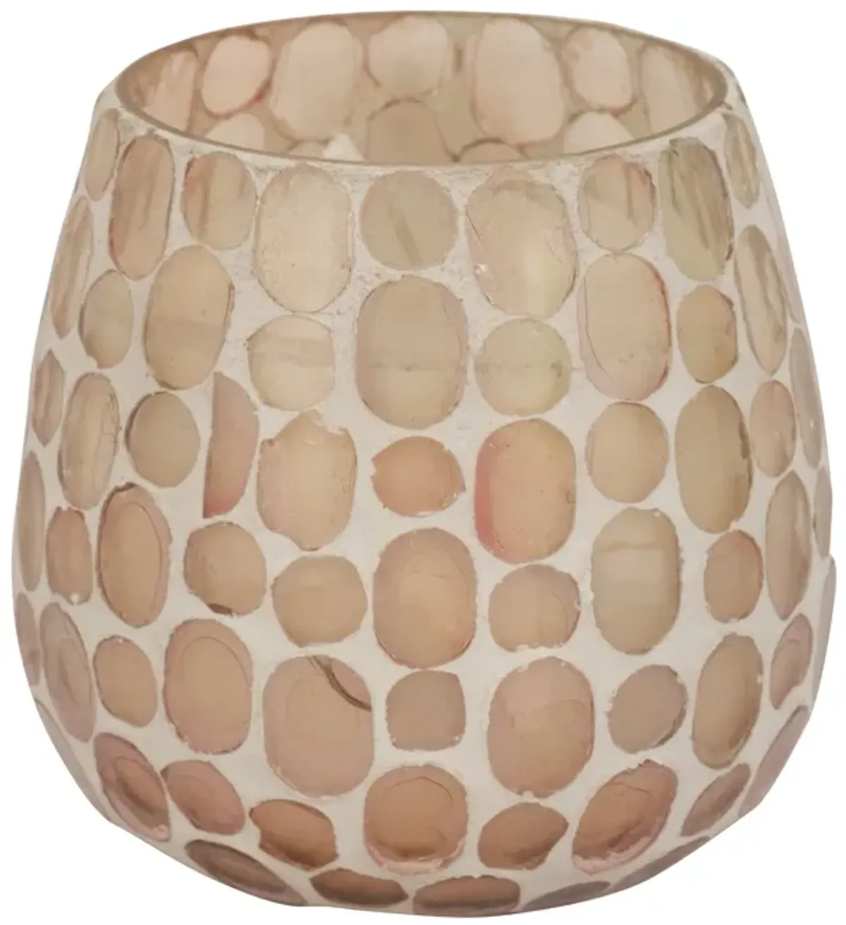 Glass, 4" 11 Oz Mosaic Scented Candle, Soft Pink