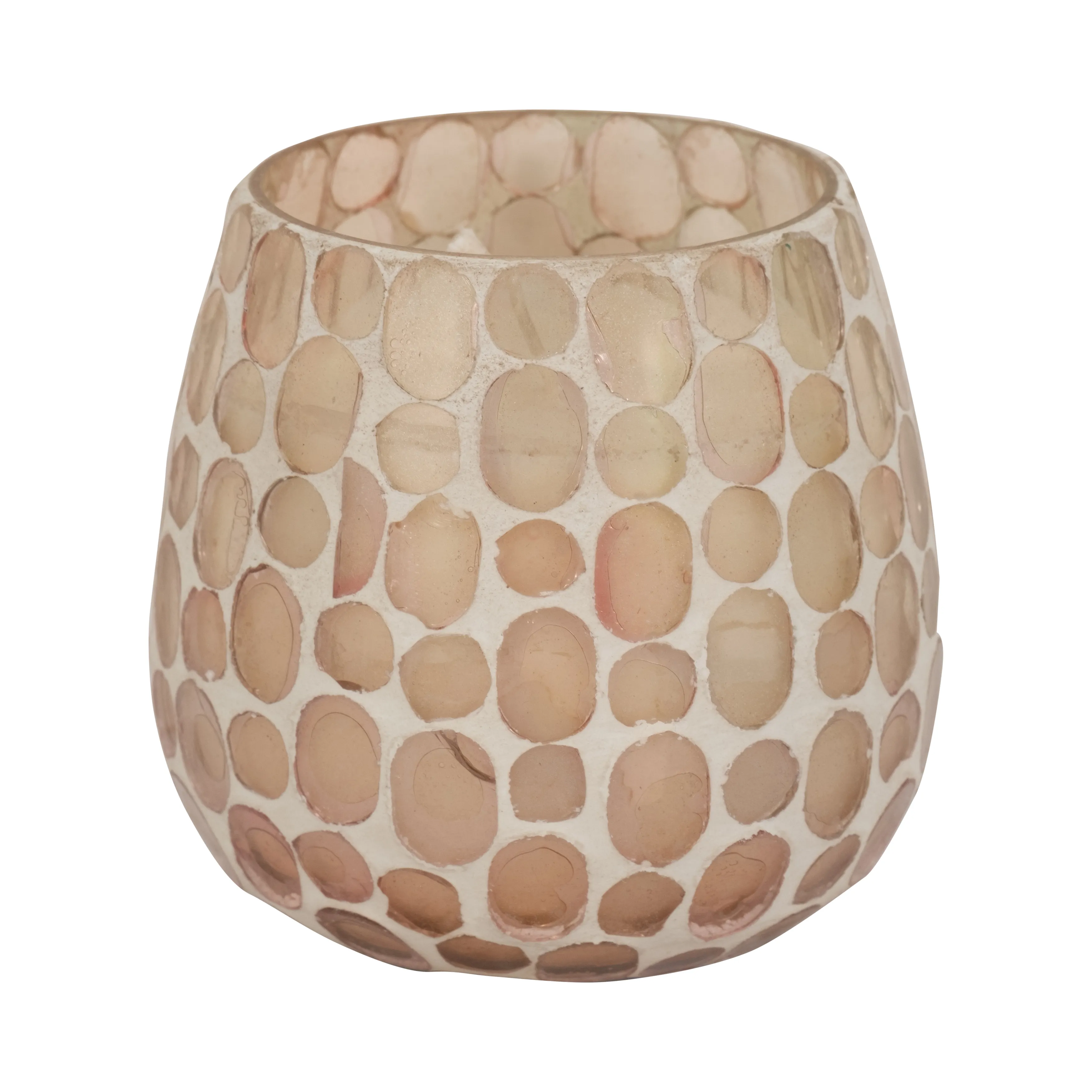 Glass, 4" 11 Oz Mosaic Scented Candle, Soft Pink