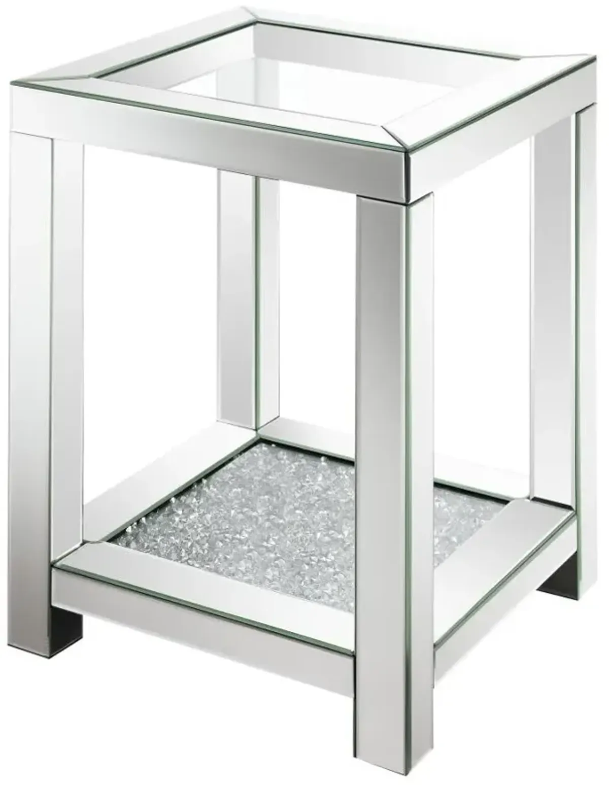 Valentina Square End Table with Glass Top Mirror