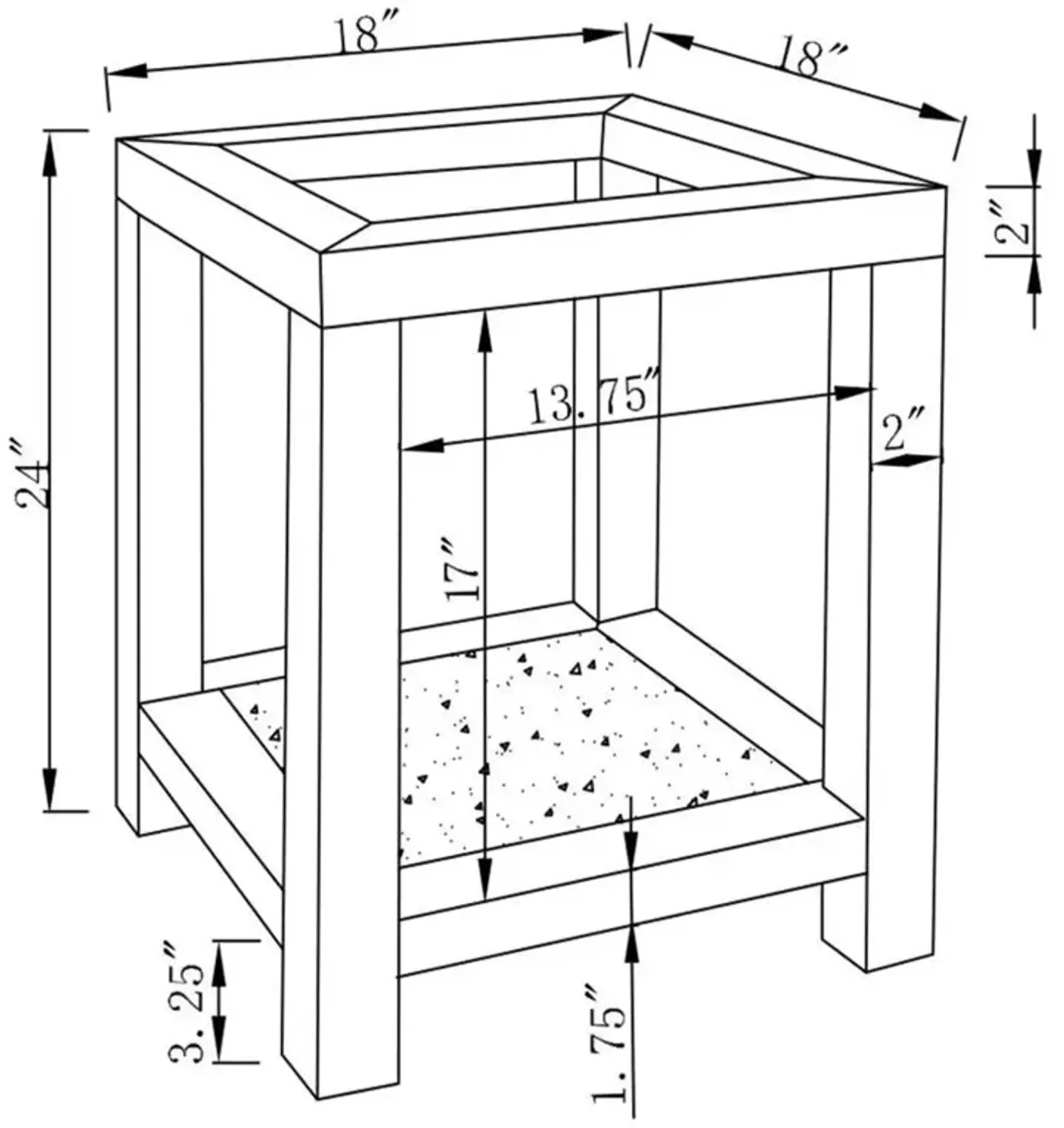 Valentina Square End Table with Glass Top Mirror