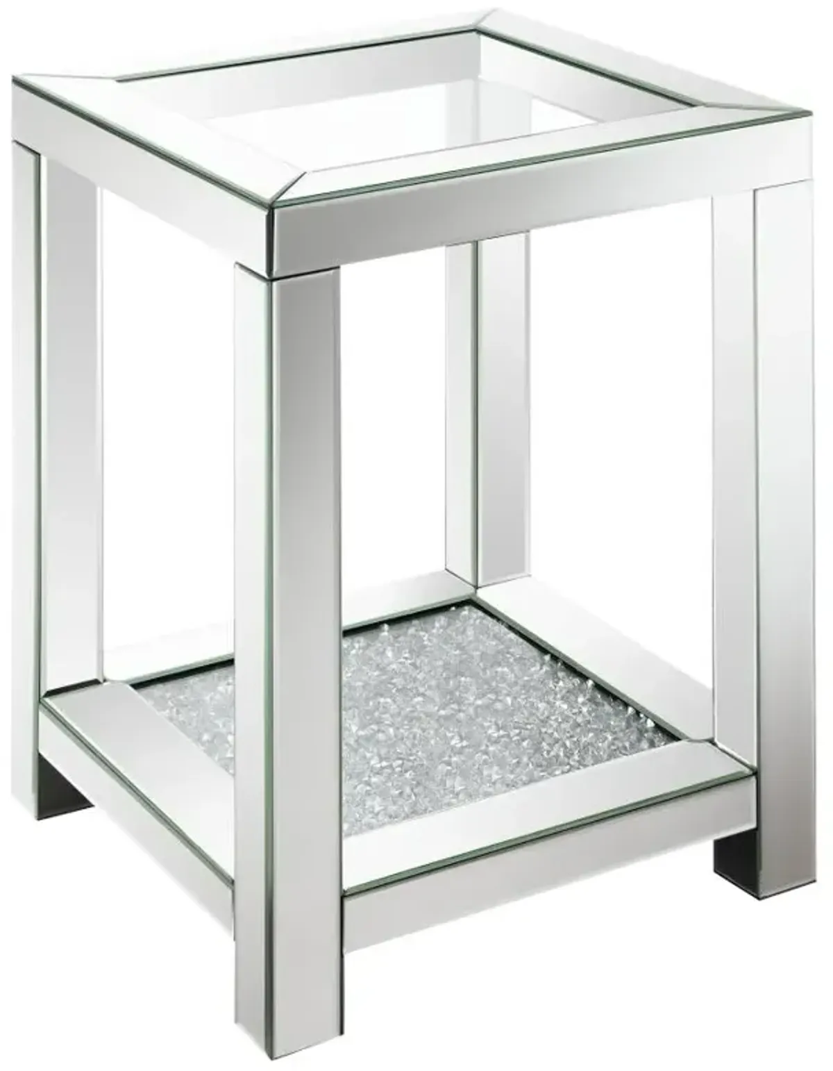 Valentina Square End Table with Glass Top Mirror