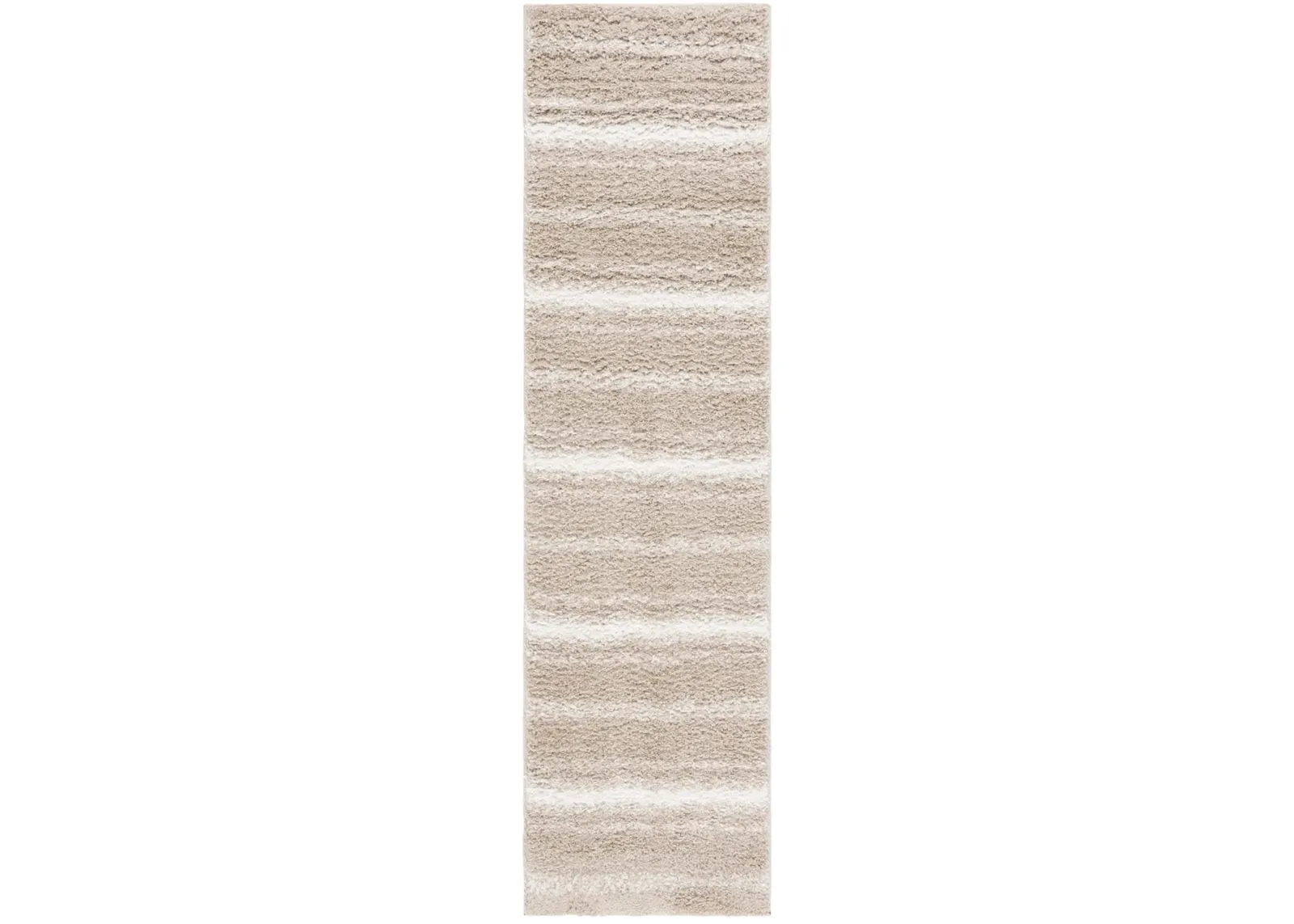 BORDER & STRIPE SHAG 252 Beige 2'-2' X 8' Runner Rug