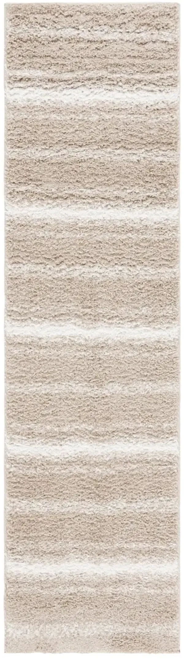 BORDER & STRIPE SHAG 252 Beige 2'-2' X 8' Runner Rug