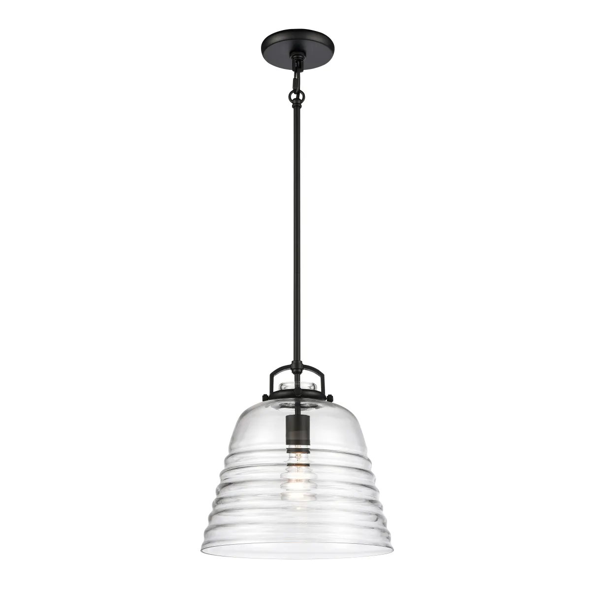 Current 12" Wide 1-Light Pendant - Matte Black