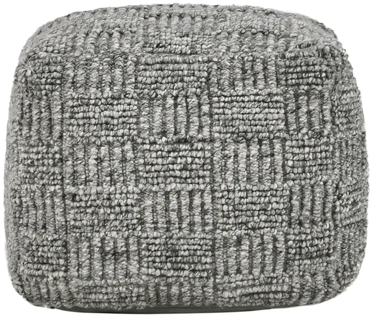 Shades 18" Recycled Fabric Indoor Outdoor Pouf, Gray