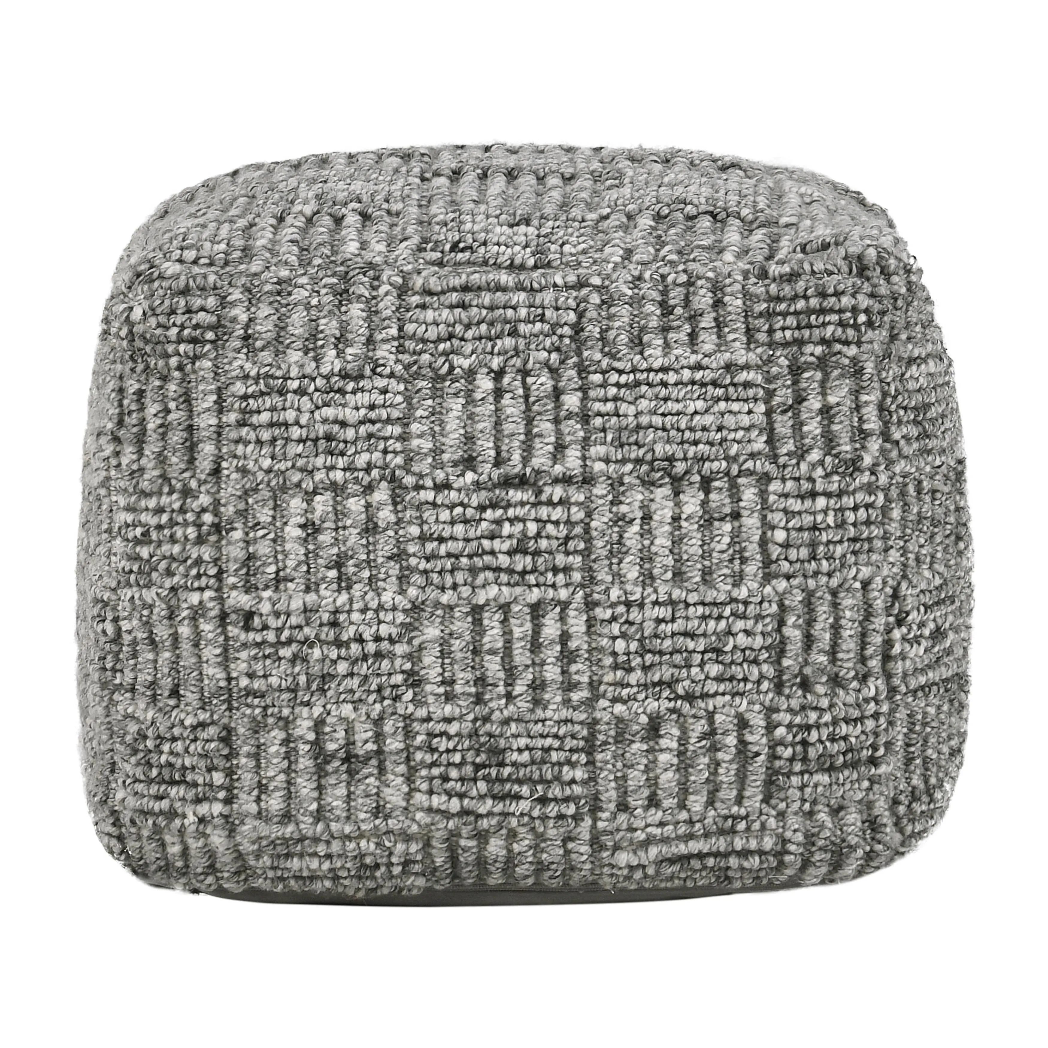 Shades 18" Recycled Fabric Indoor Outdoor Pouf, Gray